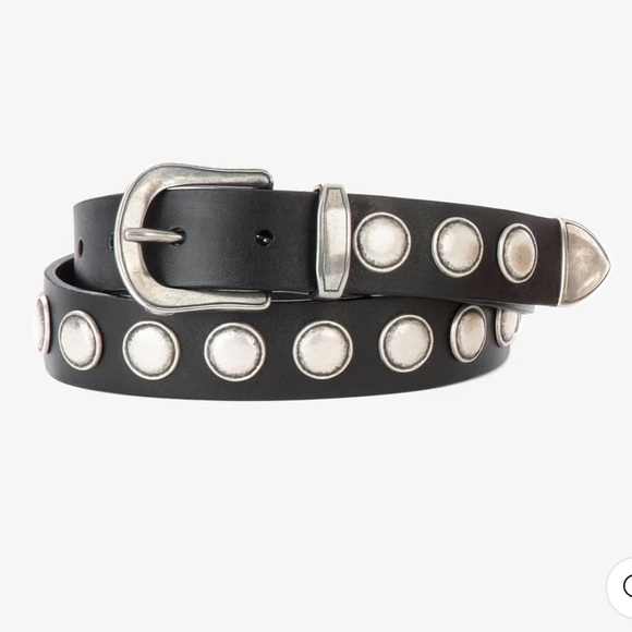 Brave Black Leather Belt with Silver Studs - Picture 1 of 8